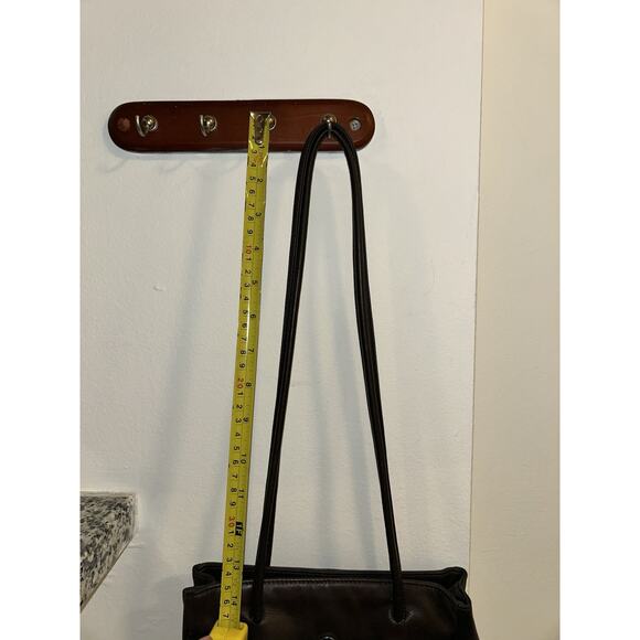 Two Tone Brown Nine West Shoulder Bag Tote Genuine Leather Smooth Magnetic Top - Picture 11 of 11